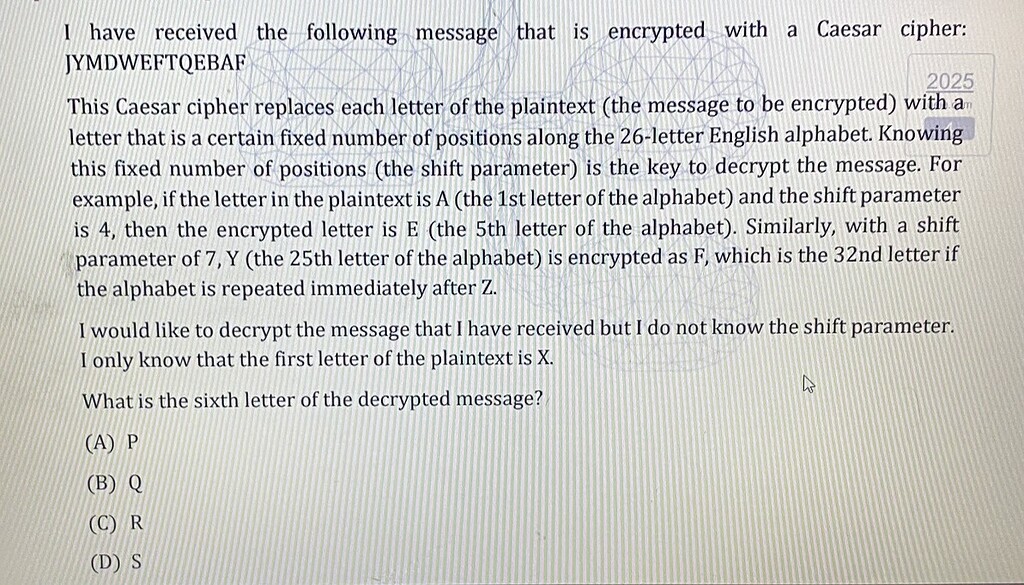 I have received the following message that is encrypted with a Caesar ...